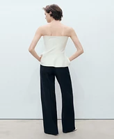 Mango Women's Contrasting Button Detail Straight Pants