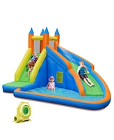 Inflatable Water Slide Mighty Bounce House Castle Moonwalk Splash Pool with 950W Blower