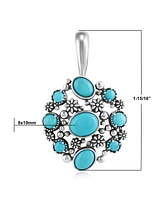 Sterling Silver Sleeping Beauty Turquoise Circle Pendant Enhancer