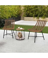 3 Pcs Outdoor Furniture Set with Pet House & Heavy Duty Metal Frame