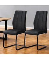 Set of Two Upholstered Faux Leather Dining Side Chairs