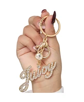 Juicy Couture Crystal Pave "Juicy" Script Keychain, Gold-Tone Bling Charm