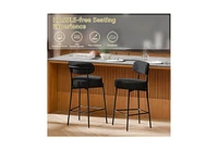 Dyhome Bar Stools Set of 4, 24 Inches Modern Counter Height with Curved Back Metal Legs, Upholstered Boucle Barstools for Kitchen Island, C