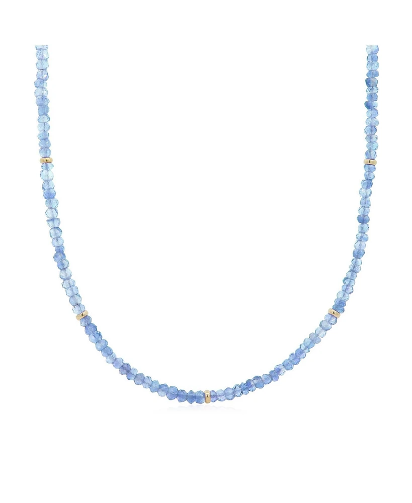 The Lovery Blue Topaz Bead Necklace 14K Gold