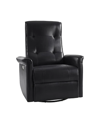Rodrigue Modern Leather Swivel Power Recliner with Usb and Type-c Charging