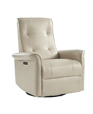 Rodrigue Modern Leather Swivel Power Recliner with Usb and Type-c Charging