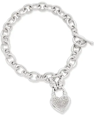 Diamond Heart Charm Bracelet (1/4 ct. t.w.) in Sterling Silver