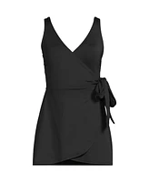 Lands' End Plus Long Side Tie Mini Swim Dress Swimsuit