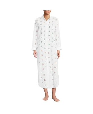 Lands' End Women's Eyelet Button Down Maxi Cover-up Dress