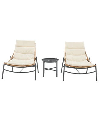Manhattan Comfort 30.7" 3-Pc. Metal Sunset Modern Upholstered Patio Conversation Set