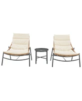 Manhattan Comfort 30.7" 3-Pc. Metal Sunset Modern Upholstered Patio Conversation Set