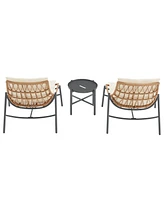 Manhattan Comfort 30.7" 3-Pc. Metal Sunset Modern Upholstered Patio Conversation Set