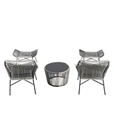 Manhattan Comfort 33.7" 5-Pc. Metal Ashland Modern Upholstered Patio Conversation Set