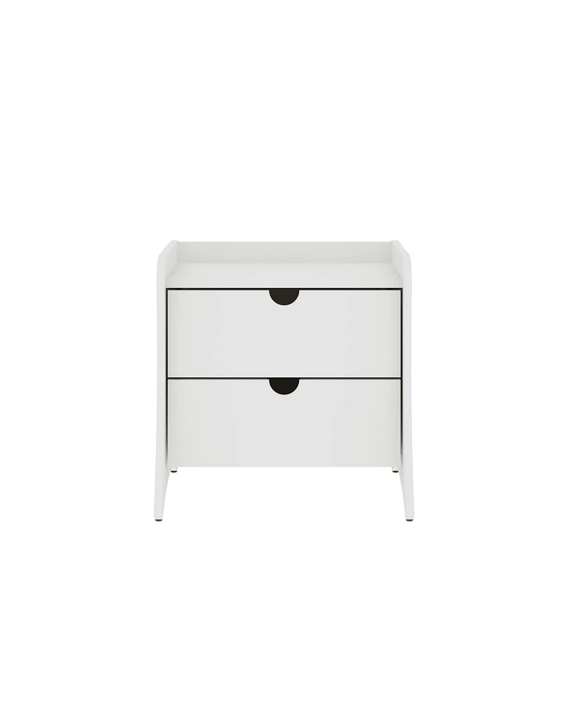 Manhattan Comfort 19.68" Wood Coney Mid-Century Modern 2-Drawer Nightstand