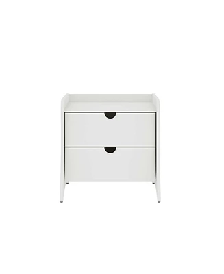 Manhattan Comfort 19.68" Wood Coney Mid-Century Modern 2-Drawer Nightstand
