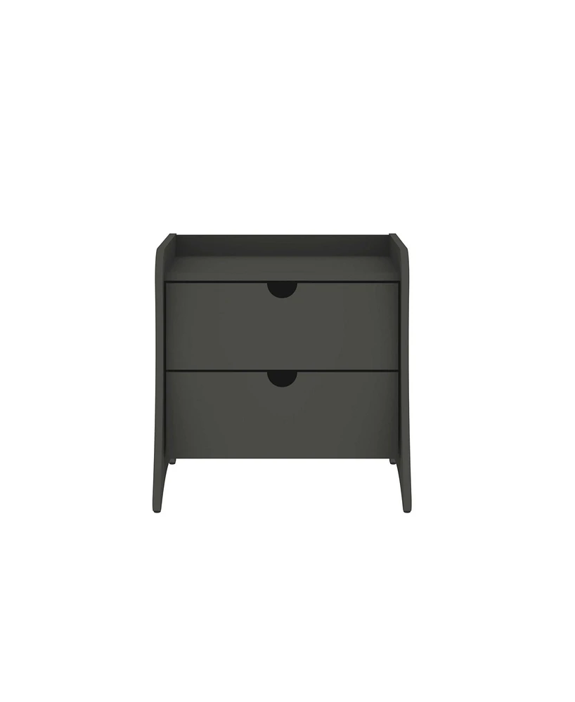 Manhattan Comfort 19.68" Wood Coney Mid-Century Modern 2-Drawer Nightstand