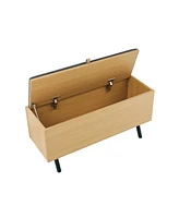 Manhattan Comfort 18.1" Wood Paloma Modern Upholstered Accent Storage Bench