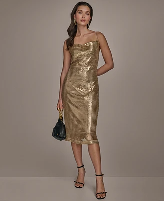 Donna Karan New York Women's Cowl-Neck Sleeveless Sequin Dress