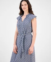 Nautica Jeans Women's Floral-Print Flutter-Sleeve Midi Dress