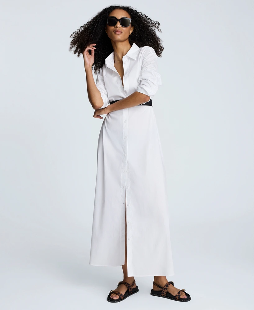 Kenneth Cole Women's Long-Sleeve Maxi Shirtdress