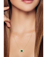 Rachel Zoe 14K Gold Plated Sterling Silver Emerald Cut Solitaire Pendant Necklace