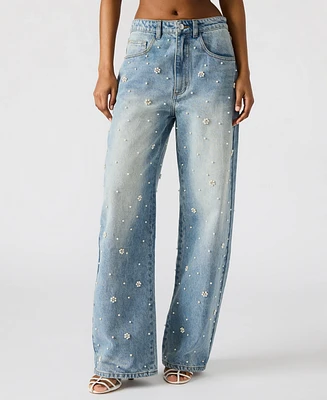 Steve Madden Women's Denim Fianna Barrel-Leg Jeans