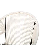 Modern Woven Basket Armchairs with Iron Frame (Set of 2)