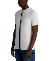 Karl Lagerfeld Paris Men's Short Sleeve Crewneck Racing Stripe Logo T-Shirt