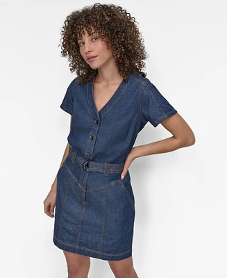 Dkny Women's Button-Front Denim Mini Dress