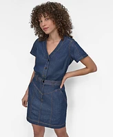 Dkny Women's Button-Front Denim Mini Dress