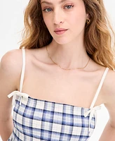 Planet Heart Juniors' Plaid Babydoll Sleeveless Tank