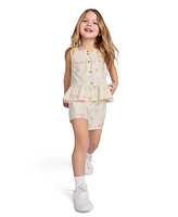 Calvin Klein Toddler and Little Girls 2-Piece Floral Print Slub Jersey Shorts Set