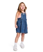 Calvin Klein Toddler and Little Girls 2-Piece Ribbed Logo Tank Denim Skirtall Set