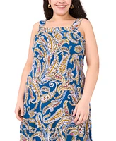 Msk Plus Paisley Square-Neck Sleeveless Maxi Dress