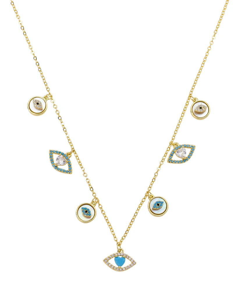 Unwritten Cubic Zirconia Evil Eye Charm Necklace