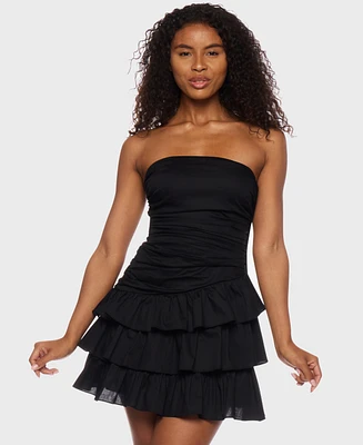 Alex & Sophia Juniors' Strapless Tiered-Hem Mini Dress