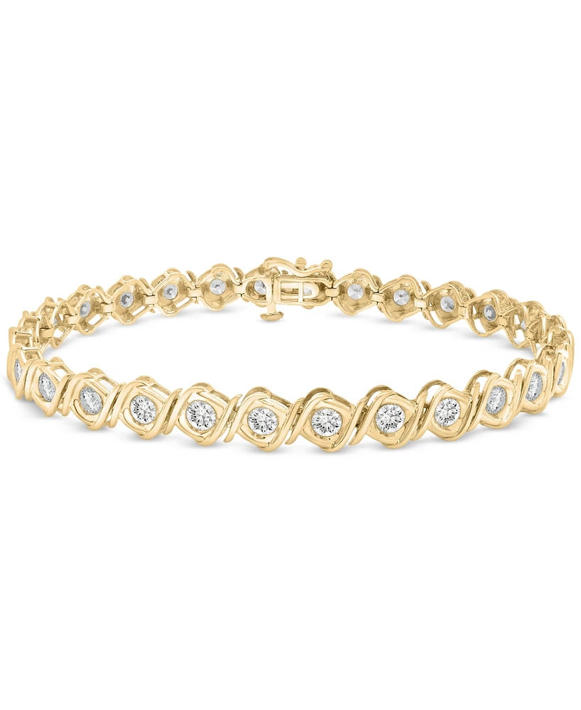 Diamond Swirl Bezel Link Bracelet (4 ct. t.w.) in 10k Gold, Exclusively at Macy's