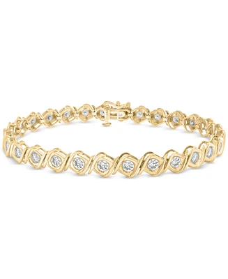 Diamond Swirl Bezel Link Bracelet (4 ct. t.w.) in 10k Gold, Exclusively at Macy's