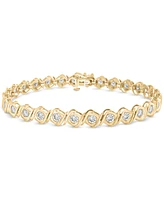 Diamond Swirl Bezel Link Bracelet (4 ct. t.w.) in 10k Gold, Exclusively at Macy's