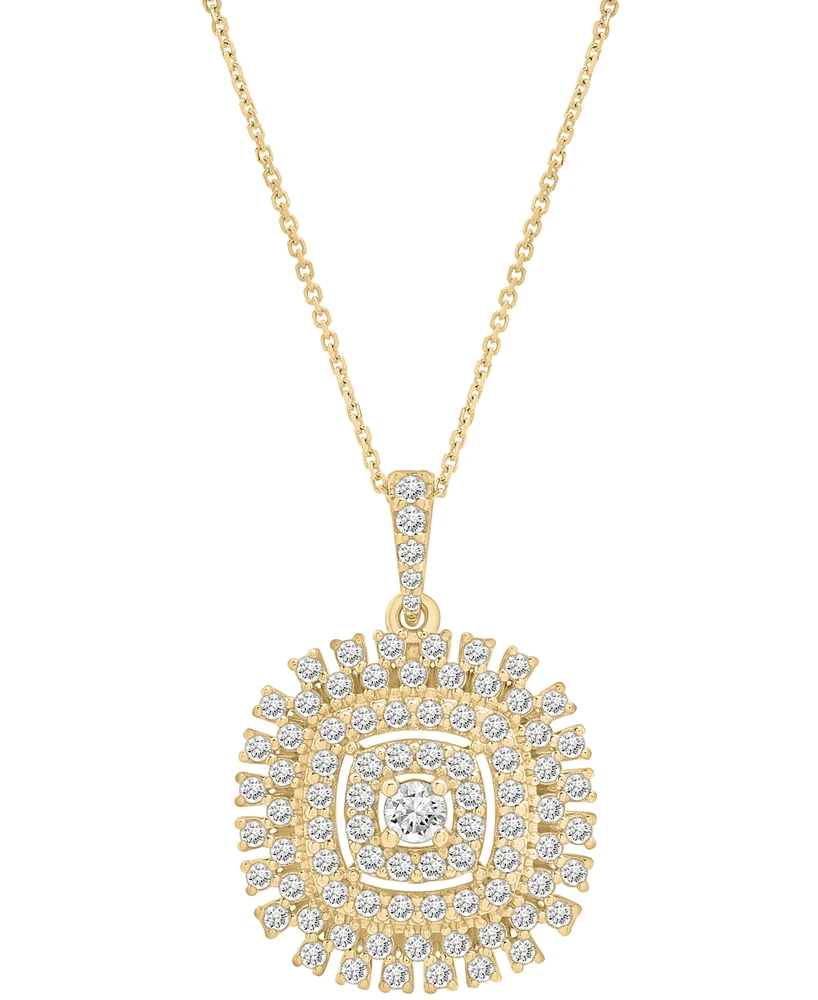Diamond Openwork Cluster 18" Pendant Necklace (1 ct. t.w.) in 10k Gold, Exclusively at Macy's