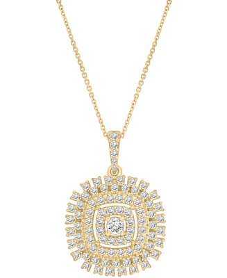 Diamond Openwork Cluster 18" Pendant Necklace (1 ct. t.w.) in 10k Gold, Exclusively at Macy's