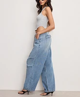 Good American Women's Lite Linen Denim Parachute Pants