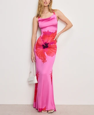 Good American Women's Satin Lace-Up Maxi Dress
