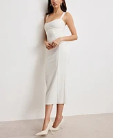 Good American Women's Crystal Sweetheart Midi Dress