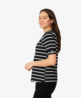 Cable & Gauge Women's Stripe Boatneck Top
