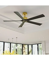 60 inch ceiling fan without light, can be used indoors and outdoors, with remote control, reversible Dc motor, no noise, suitable for bedroom, living