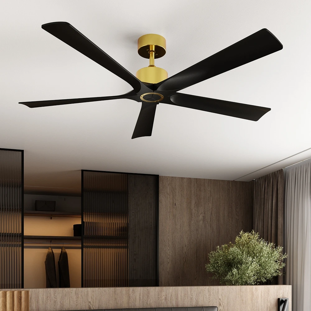 60 inch ceiling fan without light, can be used indoors and outdoors, with remote control, reversible Dc motor, no noise, suitable for bedroom, living