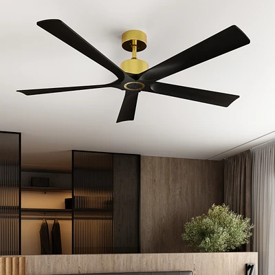 60 inch ceiling fan without light, can be used indoors and outdoors, with remote control, reversible Dc motor, no noise, suitable for bedroom, living