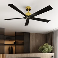 60 inch ceiling fan without light, can be used indoors and outdoors, with remote control, reversible Dc motor, no noise, suitable for bedroom, living