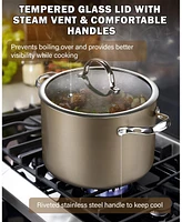 Cooks Standard 8 Quart Hard Anodized Ceramic Nonstick Premium Grade Stockpot with Lid,Bronze